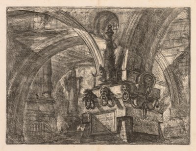 Le prigioni: Archi rotondi che sorgono da una colonna quadrata da Giovanni Battista Piranesi