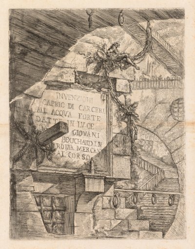 Le prigioni: Pagina del titolo -- Interno di una prigione da Giovanni Battista Piranesi