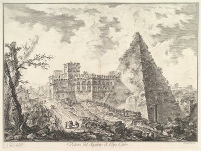 La Piramide di Caio Cestio, con la Porta S. Paolo e la strada adiacente da Giovanni Battista Piranesi