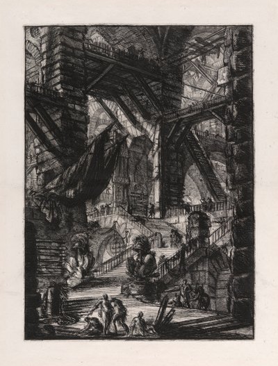 La scala con trofei, tavola 8 da Carceri d da Giovanni Battista Piranesi