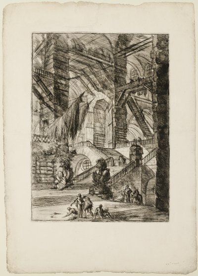 La scala con trofei, tavola 8 da Prigioni Immaginarie da Giovanni Battista Piranesi