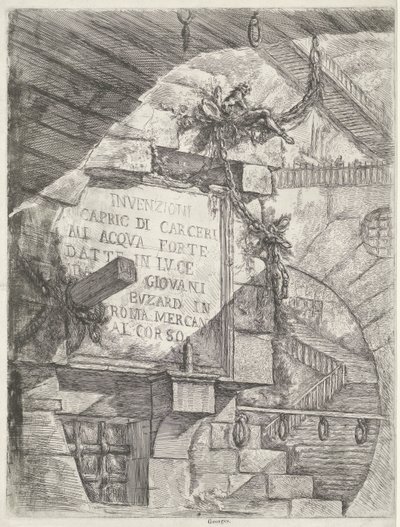 Titolo con vista in prigione e titolo sul muro da Giovanni Battista Piranesi