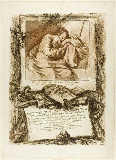 Pagina del Titolo: Collezione di diversi disegni incisi dopo Barbieri da Cento (noto come Guercino) incisi su rame e presentati a Thomas Jenkins, pittore e membro dell