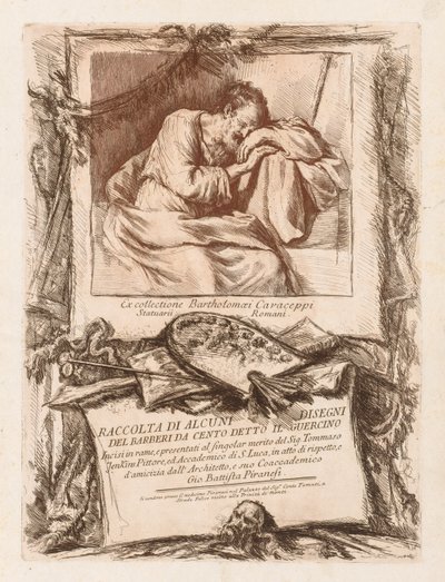Pagina del titolo di Raccolta di alcuni disegni del Barberi da Cento Ietto il Gerucino, 1764 da Giovanni Battista Piranesi