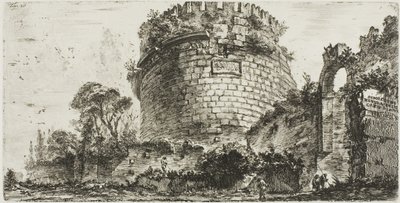 Tomba di Cecilia Metella chiamata Capo di Bove [Testa di Bue], tavola venti da Alcune vedute di archi trionfali e altri monumenti da Giovanni Battista Piranesi