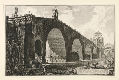 Veduta del Ponte Molle sul Tevere due miglia lontano da Roma, da Vedute di Roma da Giovanni Battista Piranesi