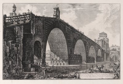 Veduta del Ponte Molle sul Tevere due miglia lontano da Roma, da Vedute di Roma da Giovanni Battista Piranesi