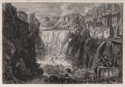 Veduta della Cascata di Tivoli, da Vedute di Roma da Giovanni Battista Piranesi