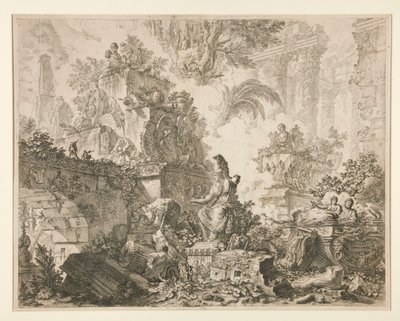 Vedute di Roma: Frontespizio con statua di Minerva da Giovanni Battista Piranesi