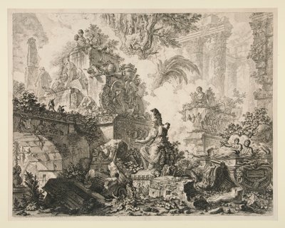 Vedute di Roma: Frontespizio con statua di Minerva da Giovanni Battista Piranesi