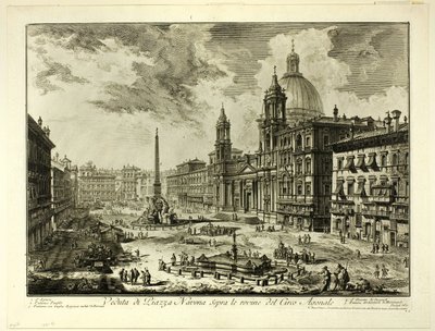 Veduta di Piazza Navona sopra le rovine del Circo di Domiziano, da Vedute di Roma da Giovanni Battista Piranesi