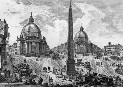 Veduta di Piazza del Popolo a Roma, incisione di Giovanni Battista Piranesi, da 