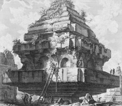 Veduta di una grande struttura, resti della Tomba dei Metelli sulla Via Appia da Giovanni Battista Piranesi