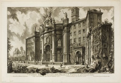 Veduta della facciata della Basilica di S. Croce in Gerusalemme, da Vedute di Roma da Giovanni Battista Piranesi