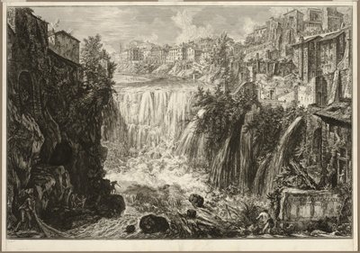 Veduta della grande cascata a Tivoli, da Vedute di Roma da Giovanni Battista Piranesi