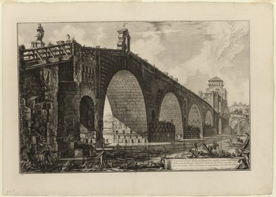 Veduta del Ponte Molle [o Ponte Milvio] sul Tevere a due miglia fuori Roma, da Vedute di Roma da Giovanni Battista Piranesi