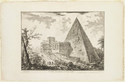 Veduta della Tomba Piramidale di Cestio, da Vedute di Roma da Giovanni Battista Piranesi