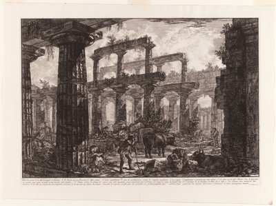 Veduta dei resti della cella del Tempio di Nettuno, da Diverse vedute di Paestum da Giovanni Battista Piranesi