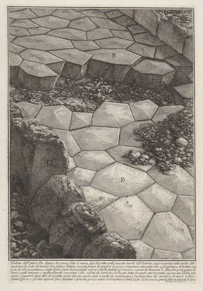 Veduta della pavimentazione in pietra della Via Appia (Veduta dell