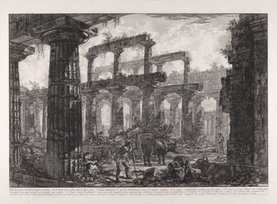 Veduta dei resti della cella del Tempio di Nettuno, da Diverse vedute di da Giovanni Battista Piranesi