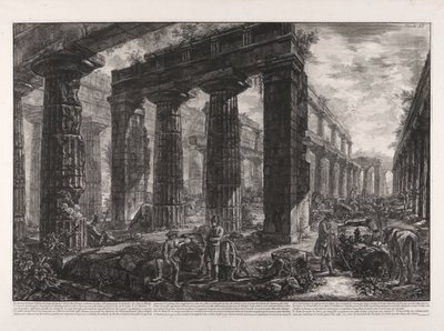 Vista interna del Tempio di Nettuno descritto nella tavola X da Giovanni Battista Piranesi