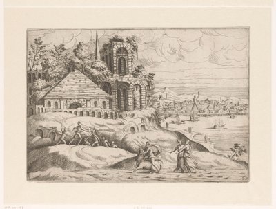 Paesaggio con rovine antiche e il Colosso di Rodi da Giovanni Battista Pittoni (I)