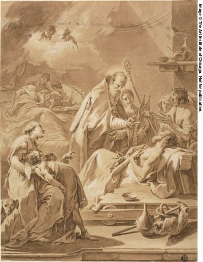 San Gilberto visita i malati da Giovanni Battista Pittoni the Younger