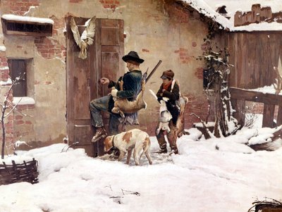 Ritorno dalla caccia. Dipinto di G. Quadrone. 1890 Milano da Giovanni Battista Quadrone