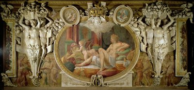 Danae (dettaglio dello schema decorativo nella Galleria di Francesco I, 1530-40) da Giovanni Battista Rosso Fiorentino