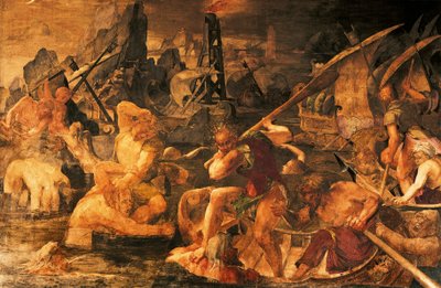 Combattimento navale, affresco Galleria di Francesco I, Castello di Fontainebleau da Giovanni Battista Rosso Fiorentino