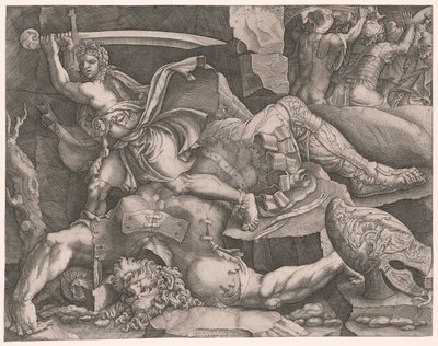 Davide taglia la testa a Golia da Giovanni Battista Scultori