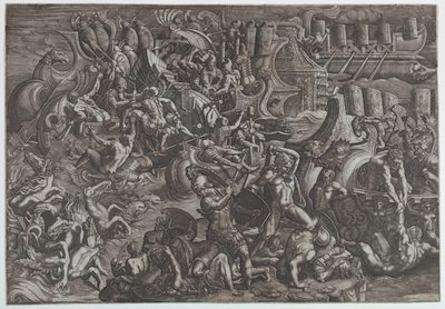 Battaglia navale tra Greci e Troiani da Giovanni Battista Scultori