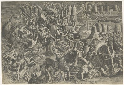 Battaglia navale tra Troiani e Greci da Giovanni Battista Scultori