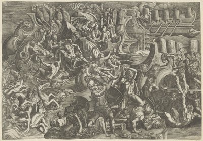 Battaglia navale tra Troiani e Greci da Giovanni Battista Scultori
