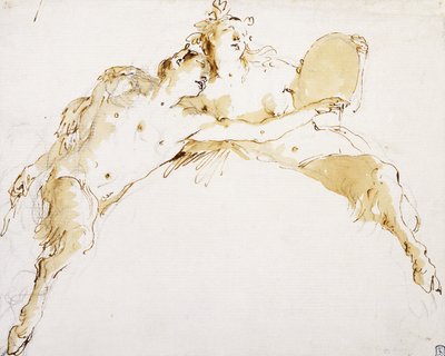 Un fauno, con il braccio sinistro teso, e una faunessa che tiene un tamburo da Giovanni Battista Tiepolo
