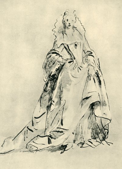 Una signora con un abito con colletto alto e corpetto a punta, inizio 18° secolo da Giovanni Battista Tiepolo