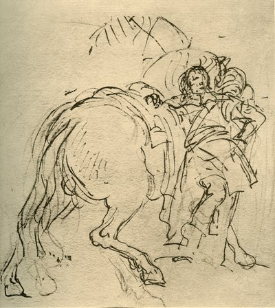 Un cavaliere appoggiato al suo cavallo, c1740s, 1928 da Giovanni Battista Tiepolo