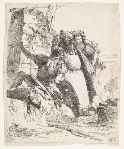 Una scena di necromanzia: una donna con un vaso, un uomo con turbante e un soldato da Giovanni Battista Tiepolo