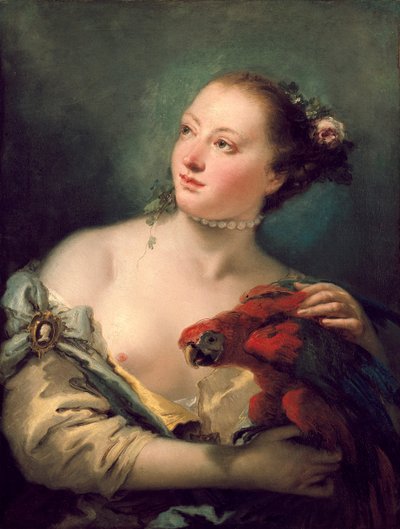 Una giovane donna con un pappagallo, fine 1760 da Giovanni Battista Tiepolo