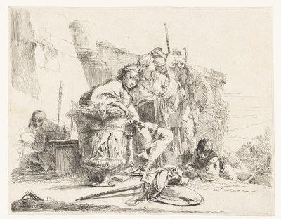 Ragazzo seduto accanto a un vaso con altre persone da Giovanni Battista Tiepolo