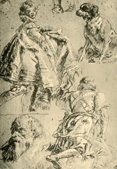 Studi di dettaglio per gli affreschi nella Kaisersaal nella Residenza di Würzburg, 1751-1752 da Giovanni Battista Tiepolo
