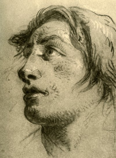 Testa di un giovane, quasi di profilo e guardando in alto, metà XVIII secolo, 1928 da Giovanni Battista Tiepolo