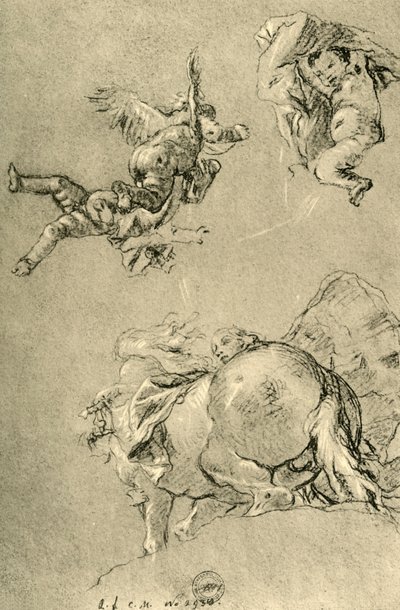 Cupidi fluttuanti e una delle Ore con un cavallo del sole da Giovanni Battista Tiepolo