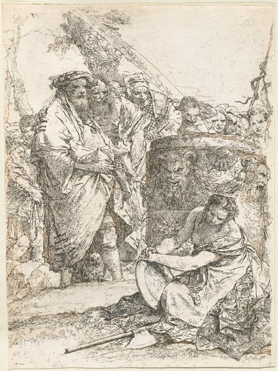 Mago e Altre Figure davanti a un Altare Ardente con Teschio e Ossa da Giovanni Battista Tiepolo