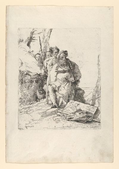 Mago con quattro figure vicino a un altare fumante, dagli Scherzi, ca. 1743-52 da Giovanni Battista Tiepolo