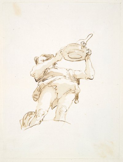 Figura maschile che porta un vassoio con pollame, vista dal basso da Giovanni Battista Tiepolo