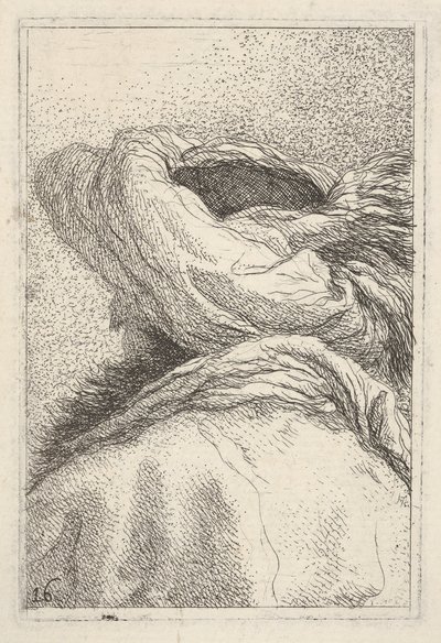 Uomo con turbante, raffigurato in formato busto da dietro in vista di tre quarti, ca. 1770 da Giovanni Battista Tiepolo