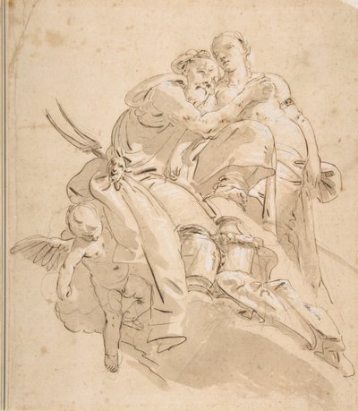 Divinità marina con figura femminile assistente da Giovanni Battista Tiepolo