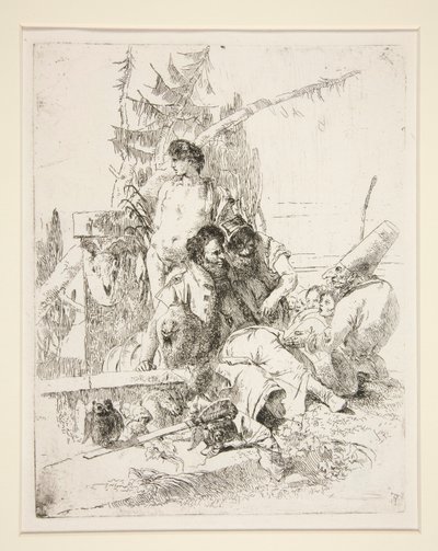 Pulcinella che parla con i due maghi, dalla serie Scherzi di Fantasia da Giovanni Battista Tiepolo