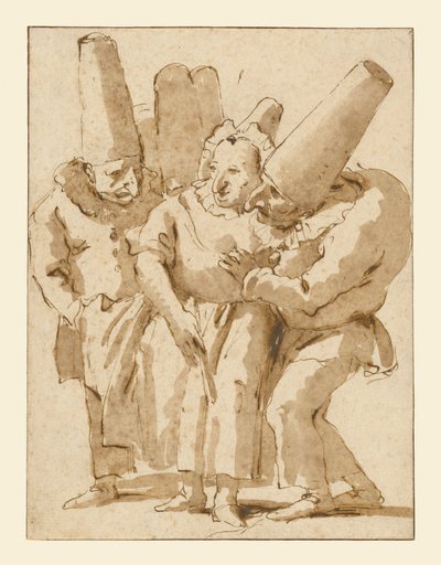 Pulcinella che si avvicina a una donna da Giovanni Battista Tiepolo